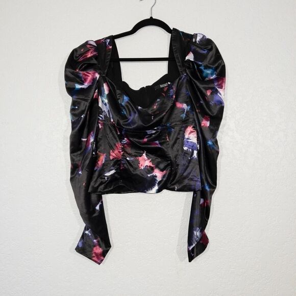 New Badgley Mischka Black‎ Bustier Floral Top Size 6 - Picture 2 of 8